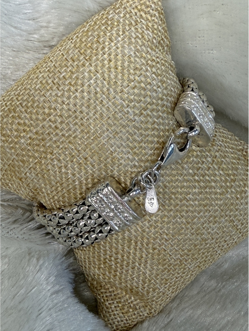 Silpada 3- Strand Sterling Silver Popcorn Bracelet B1210 Heavy! - Picture 3 of 7